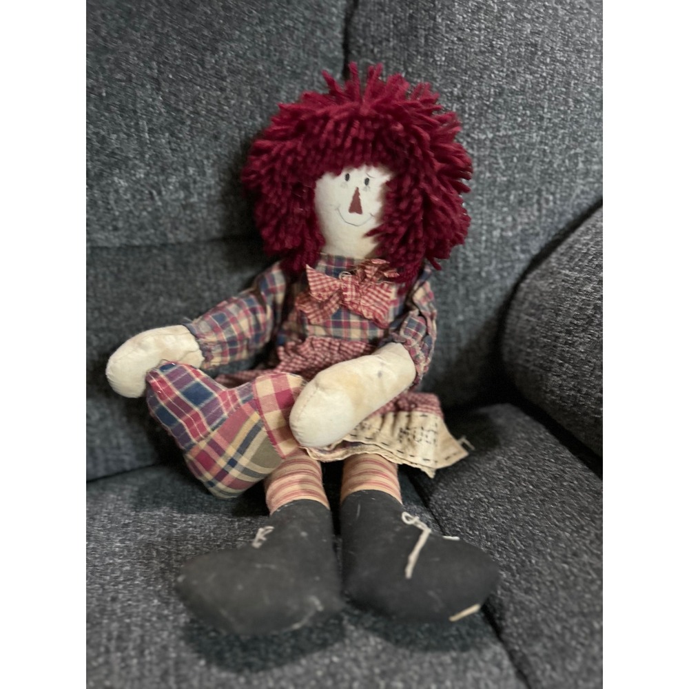 Primitive Country Rag Doll Heart Pillow Folk Art Decor